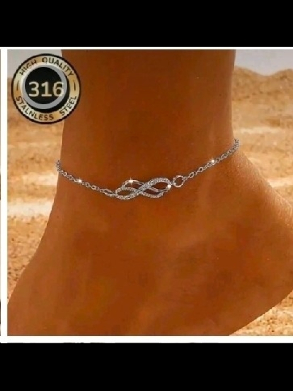 Source Unknown Silver Infinity Anklet Bracelet